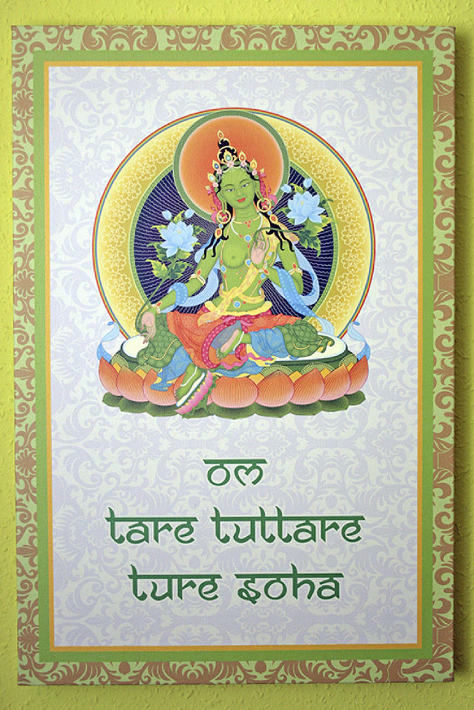 Green Tara mantra vászonkép